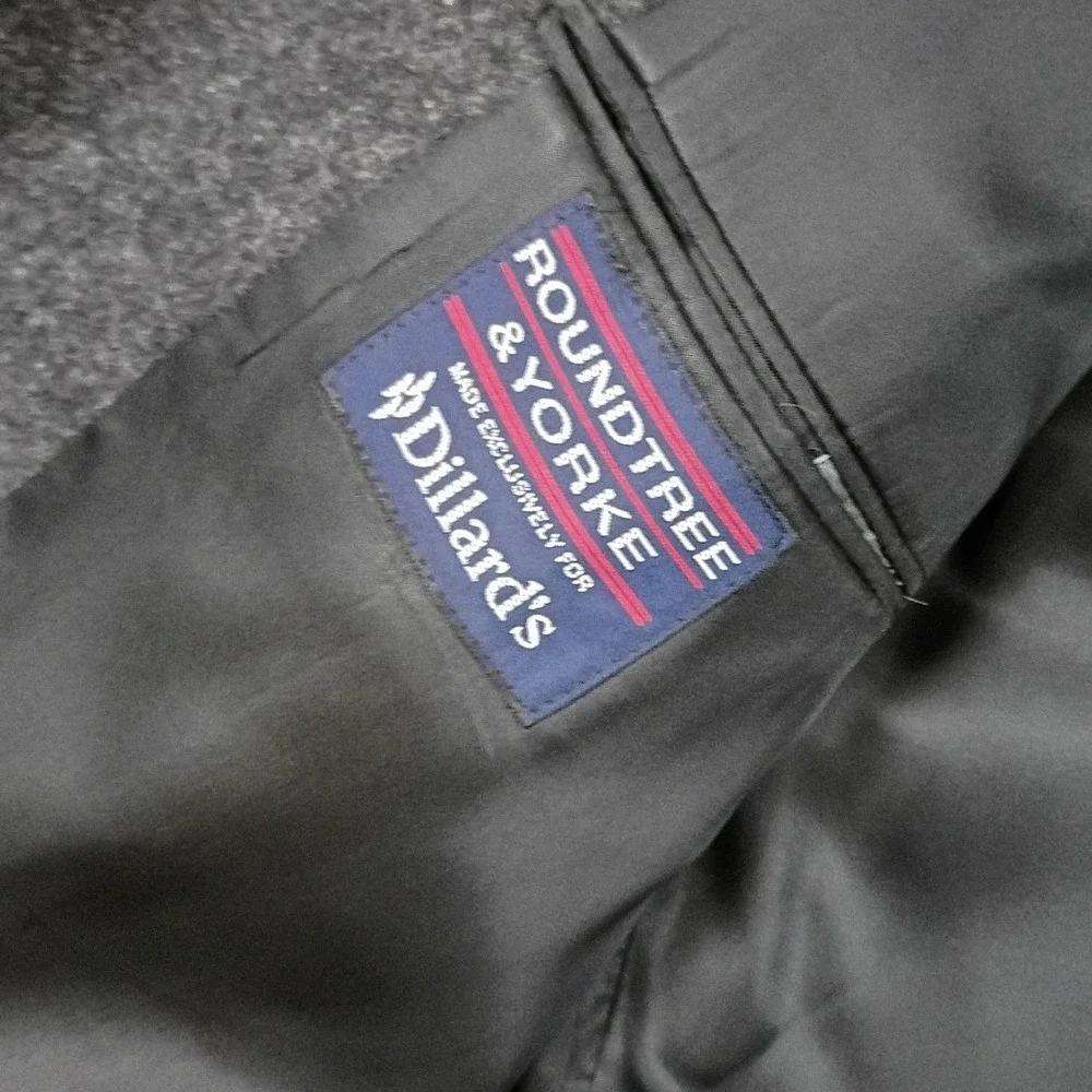 Roundtree & Yorke Camel Hair Vintage Sport Coat Men 46R Dark Charcoal Gray Vent